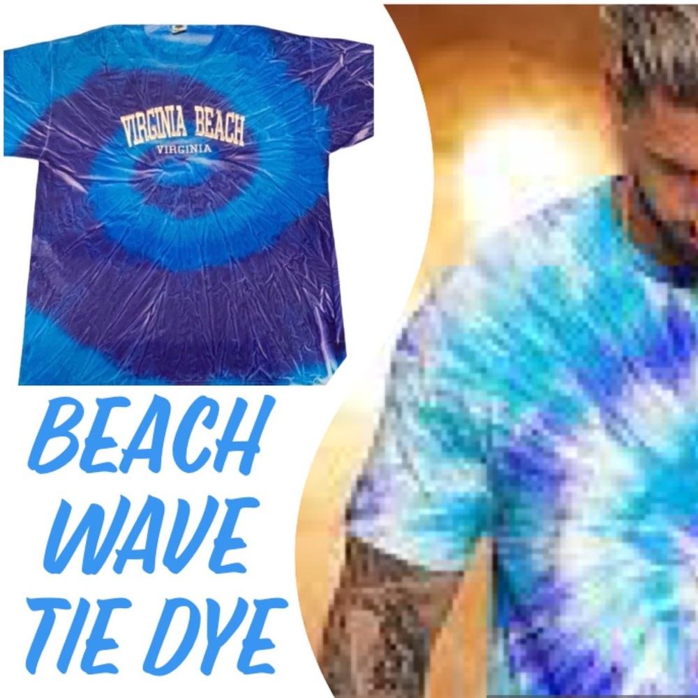 Rare SUPER COOL Wave Swirl Tie Dye Virginia Beach T-shirt Mens Size XL